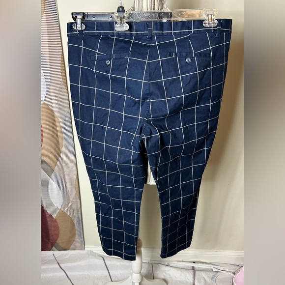 Gap Plaid City Crop Women’s Pants Blue 18 Career Work - Picture 2 of 4